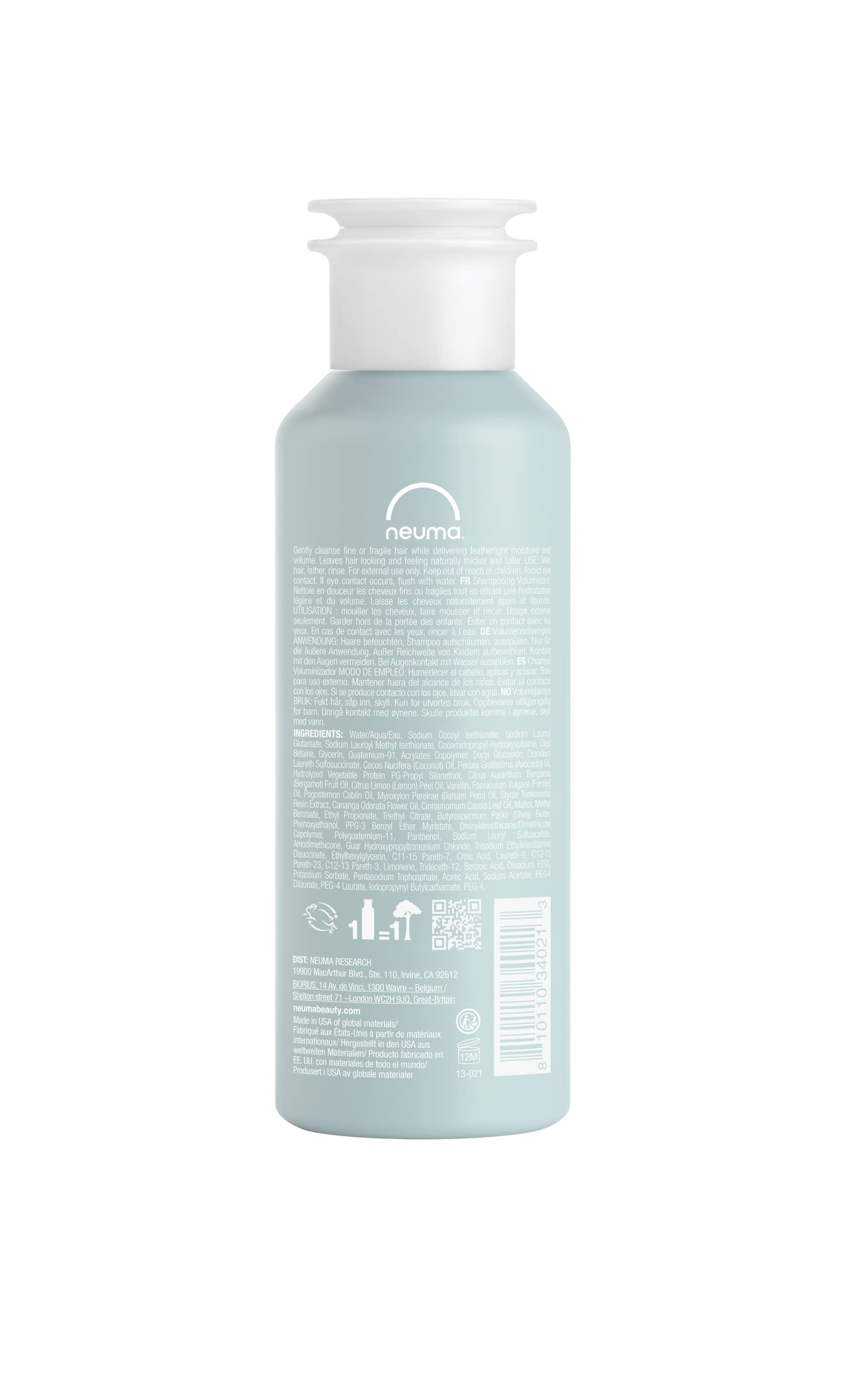 NEUMA Neu Volume Shampoo 8.5 Fl. Oz. Fennel, Ylang Ylang, Patchouli, and Vanilla Scent, Sulfate Free Shampoo