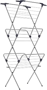 Songmics Foldable Clothes Airer 32 Rods 20 kg 46x70.5x155 cm Grey LLR720G01 view 1