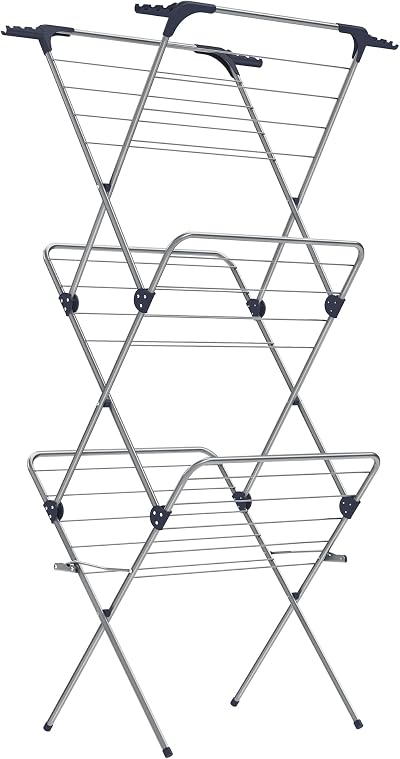 Songmics Foldable Clothes Airer 32 Rods 20 kg 46x70.5x155 cm Grey LLR720G01