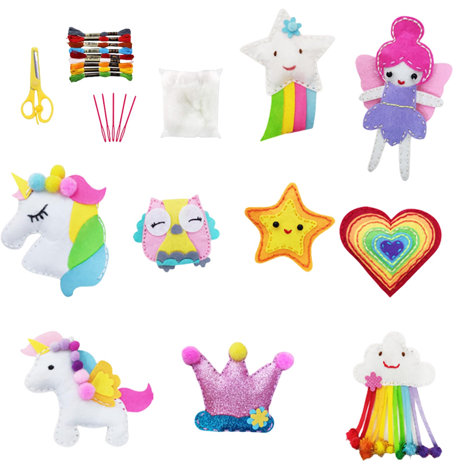 MUNSKT DIY Felt Animal Sewing Kit for Kids, Educational Craft Set for Beginners, 8-10 Different Patterns, Exercise Children's Hands-on Skills, for Children Ages 8-12 (Princess)