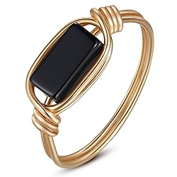 Fiklon Black Onyx Rings Crystal Rings for Women