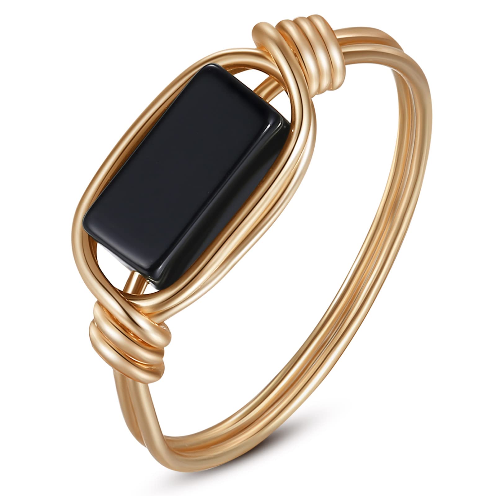 Fiklon Black Onyx Rings Crystal Rings for Women