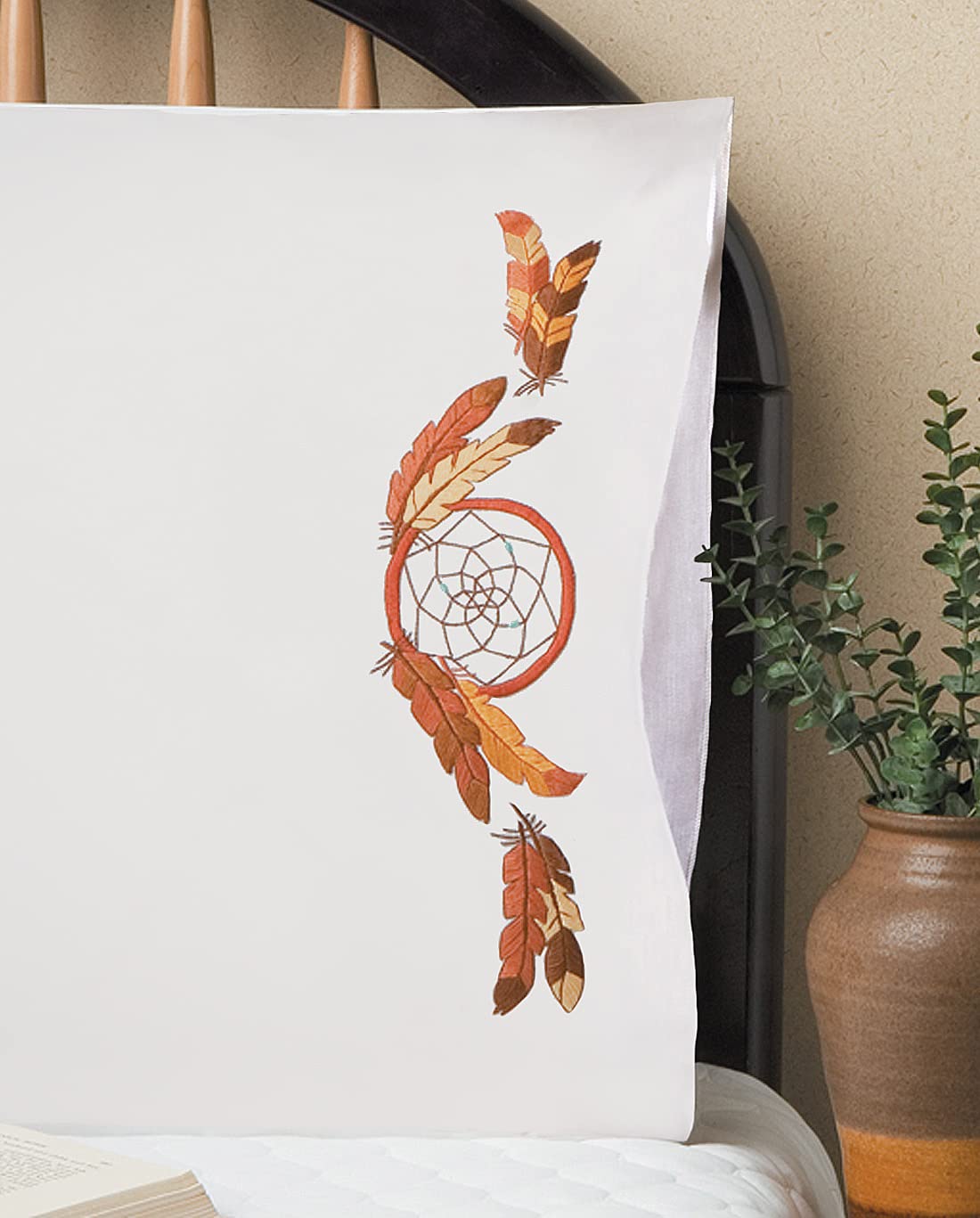 Tobin 232040 Stamped Pillowcase Pair for Embroidery, Dreamcatcher