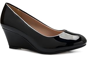 Olivia K Girls Close Round Toe Glitter Rhinestone Comfort Kitten Low Wedge