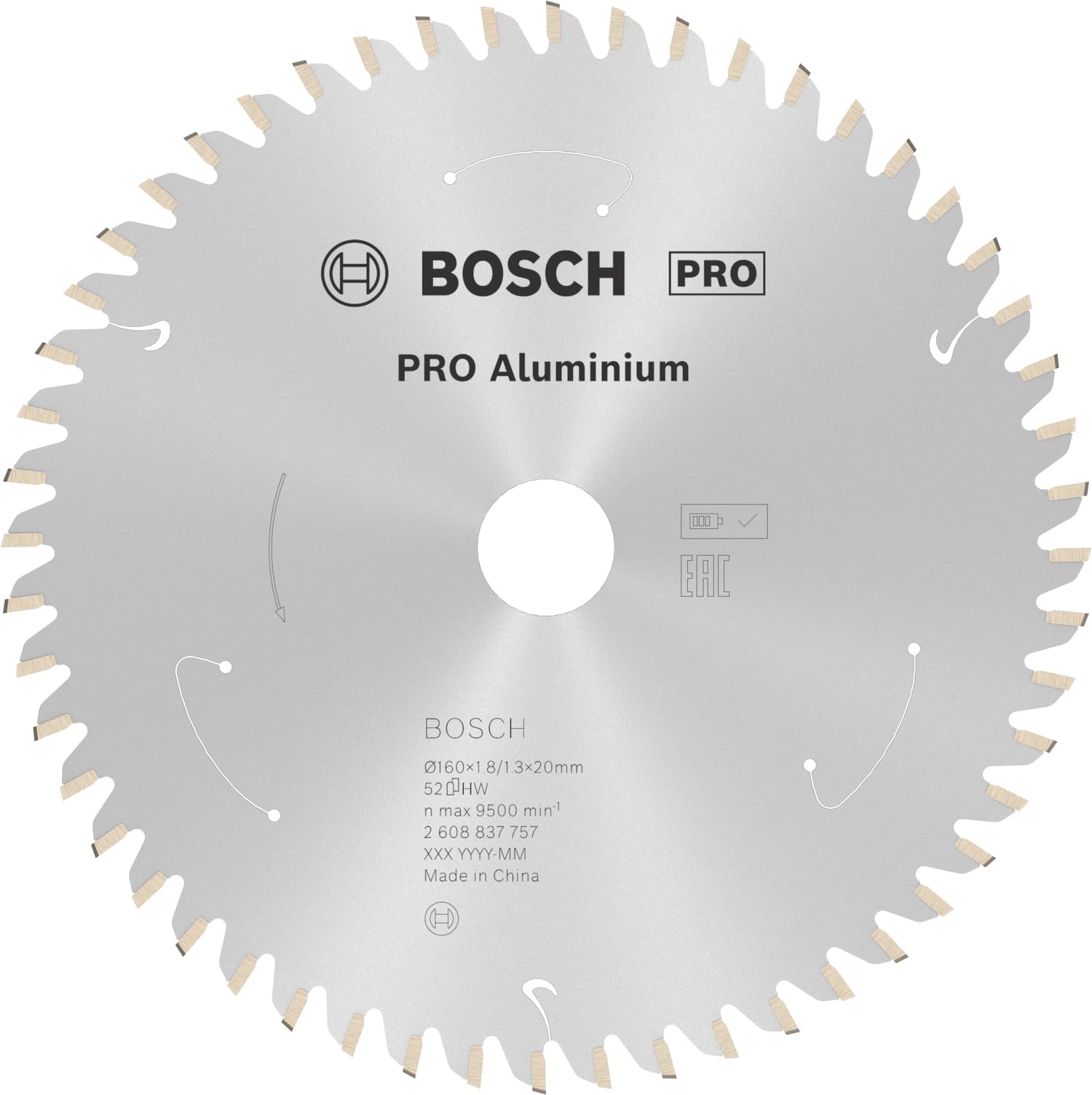 Bosch 1x PRO Aluminium Circular Saw Blade for Cordless Hand-Held Saws (for Aluminium, Non-ferrous metals, Ø mm, Professional Accessory Hand-Held Circular Saw)