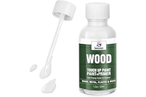 SENVEN Wood Touch Up Paint High Gloss White Touch Up Paint Pen for Wood Scratch Repair Chips Spots Refinishing Kitchen Cabinets Furniture Doors Tables Dressers Trim Repair 1.5 Oz Interior/Exterior Waterproof