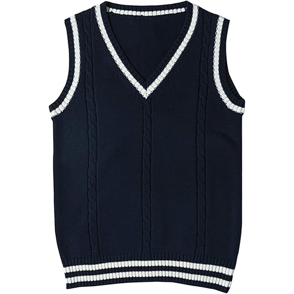 Kissonic Unisex V-Neck Twisted Sleeveless Pullover Uniform Knit