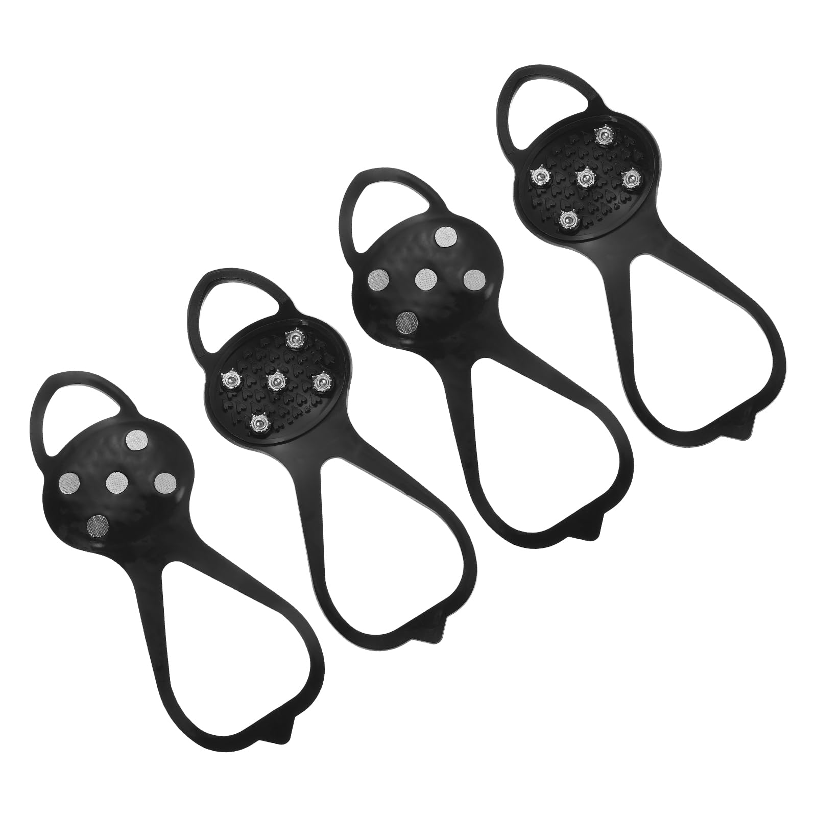 PATIKIL 8.5" Non-Slip Gripper Spikes Claw, 2 Pairs Universal Ice Cleats Shoe Spikes with 5 Tooth Steel Nails for Skiing Walking Shoes, Black