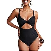 SHENHE Women's Cut Out One Piece Swimsuit Twist Front High Waisted Tummy Control Bathing Suit