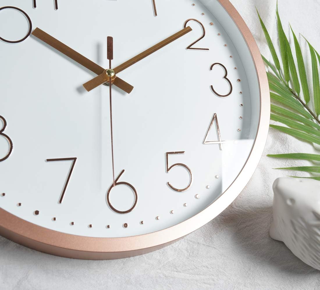 Topkey Wall Clock 12" Silent Non Ticking Arabic Numeral Clock Round Decorative Wall Clock for Living Room Bedroom - Image 4