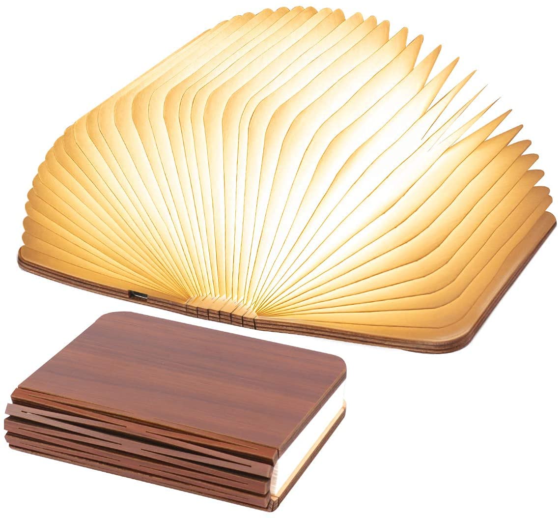 Golleskk 360° Folding Wooden Book Lamp, Elegant Indoor Decorative LED Light (Mini)
