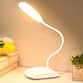 TNNOP Battery Powered Desk Lamp, Portable Lamps Rechargeable 3 Color Modes Touch Control Stepless Dimming, Wireless Desk Lamp with 2000mAh, Small LED Table Light for Dorm Study Office Bedroom,White