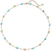 VACRONA Dainty Beads Choker Necklace for Women 14K Gold Plated Small Beads Link Simple Chain Summer Boho Jewelry for Women Trendy