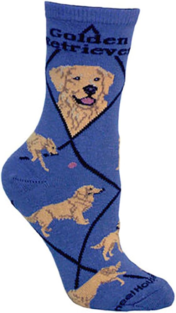 Golden Retriever Dog Blue Cotton Ladies Socks Amazon.co.uk Clothing