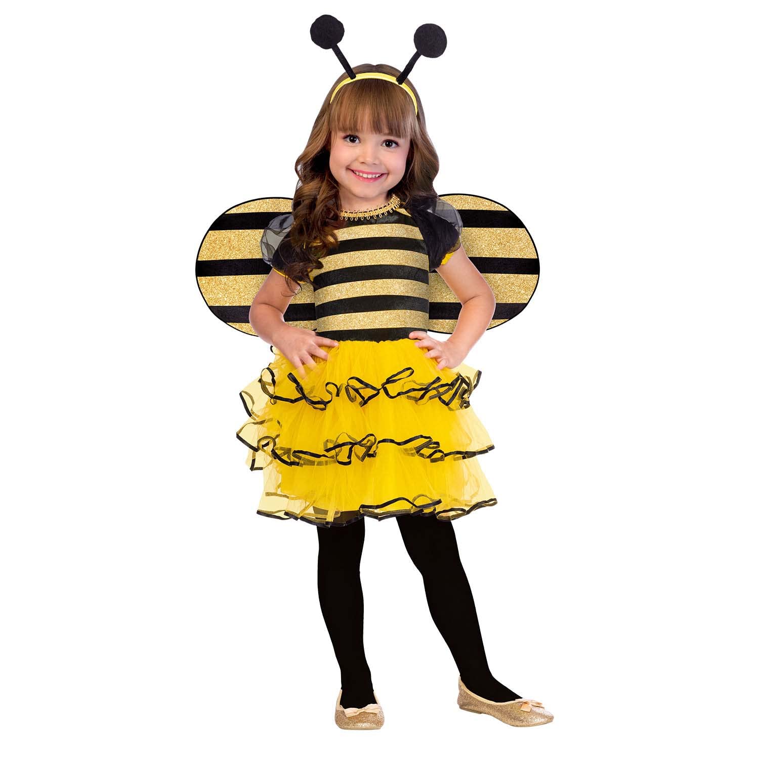amscan 9915553 - Kids Bumble Bee with Wings & Antennae Boppers Girls Fancy Dress Costume Age: 6-8 Years, Yellow