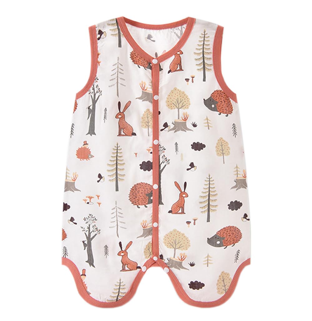 Supolian Summer Kids Sleep Sack 6-48 M Wearable Blanket for Babies 2-Way Zipper TOG 0.23 Toddler Sleeping bag 11 Colors Children's Sleepwear (S (70-80cm), Hedgehog house)