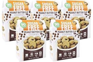 Too Good Gourmet 5 Pack of Peanut Buter Cup Sugar-Free Cookies | Soft Baked to Perfection | Only 90 Calories | Low Carb | Mini Bite Size | Dessert Snacks