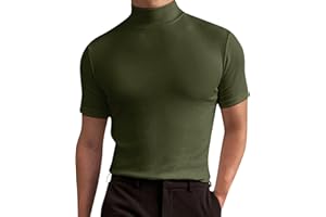 CLOUDMALL Men's Fashion Long/Short Sleeve Turtleneck Slim Fit Pullover Tops Thermal Shirts