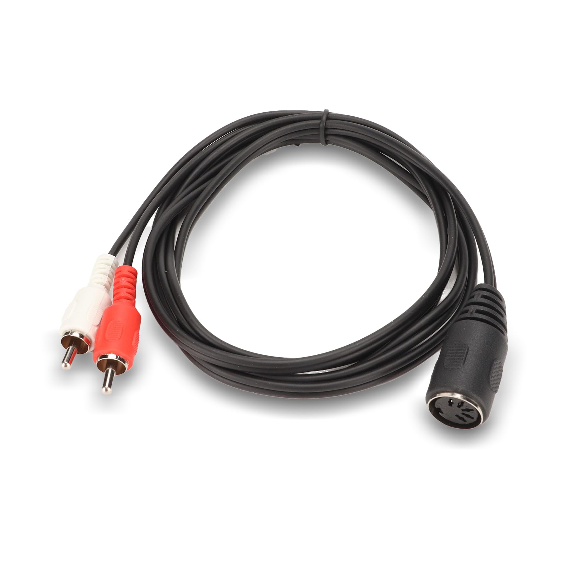 flexman 5 Pin Din Female To 2 RCa Male Cable, Portable Durability Grip Signal Clarity for Connecting CD Player, VCR, DVD, Phono or LD European Type Stereo Equipment with Din 5 Connectors