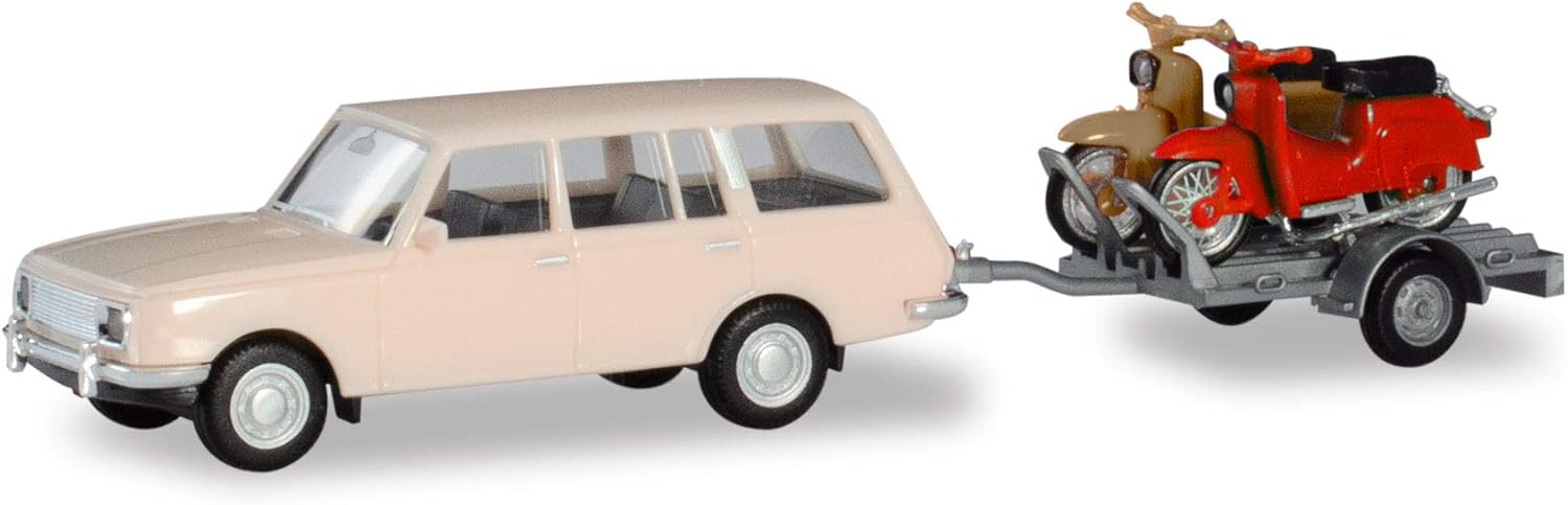 herpa Wartburg 353 Tourist with trailer and 2x Simson