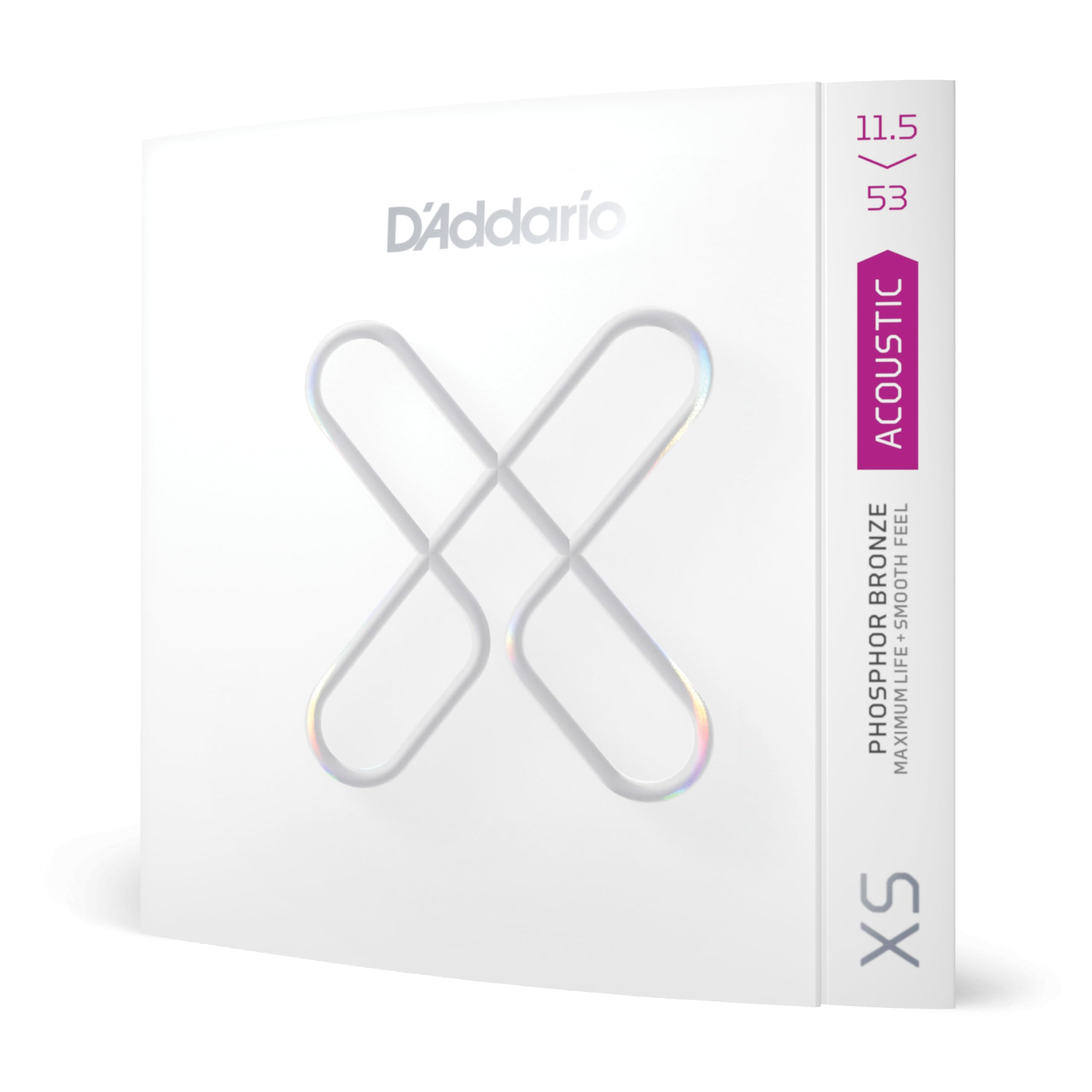 Photo 1 of D'Addario Acoustic Guitar Strings, XS Phosphor Bronze Coated, XSAPB11553, Custom Light Plus Gauge 11.5-53, 6-String Set, Pack of 1