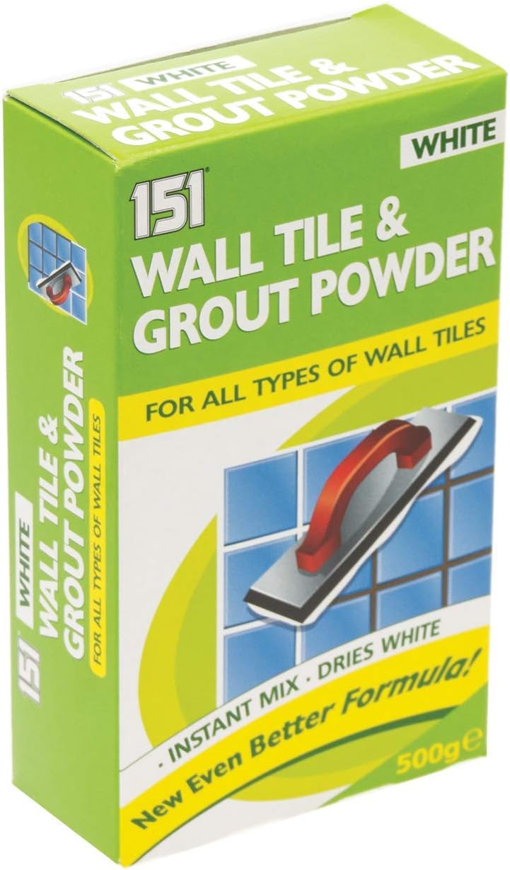 Instant Mix Wall Tile Grout Powder - Super White, 500g, Cement-Based For Showers, Kitchens, Bathrooms