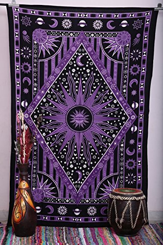Purple Burning Sun Tapestry, Celestial Sun Moon Planet Tapestries, Hippie Hippy Wall Hanging, sun moon tapestry, twin Psychedelic tapestry, Burning Sun Tapestries