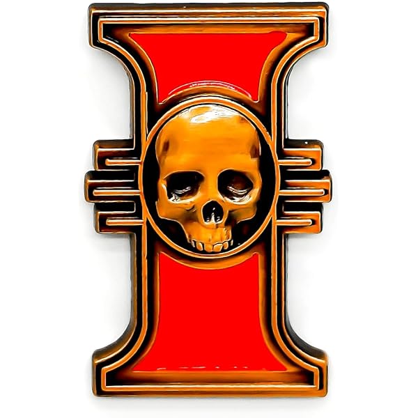 thumbnail image 2 of Inquisitorial Rosette Skull Symbol Enamel Pin Badge For War Game 2 of 14