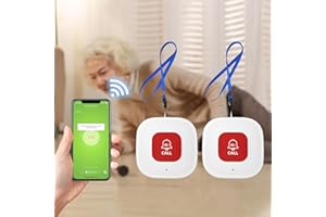 PILSAMAS 2 Pack WiFi Caregiver Call Button for Elderly at Home w App Notification, Elderly Monitoring, Caregiver Pager, Life Alert Systems for Seniors No Monthly Fee, Alert Button for Seniors at Home
