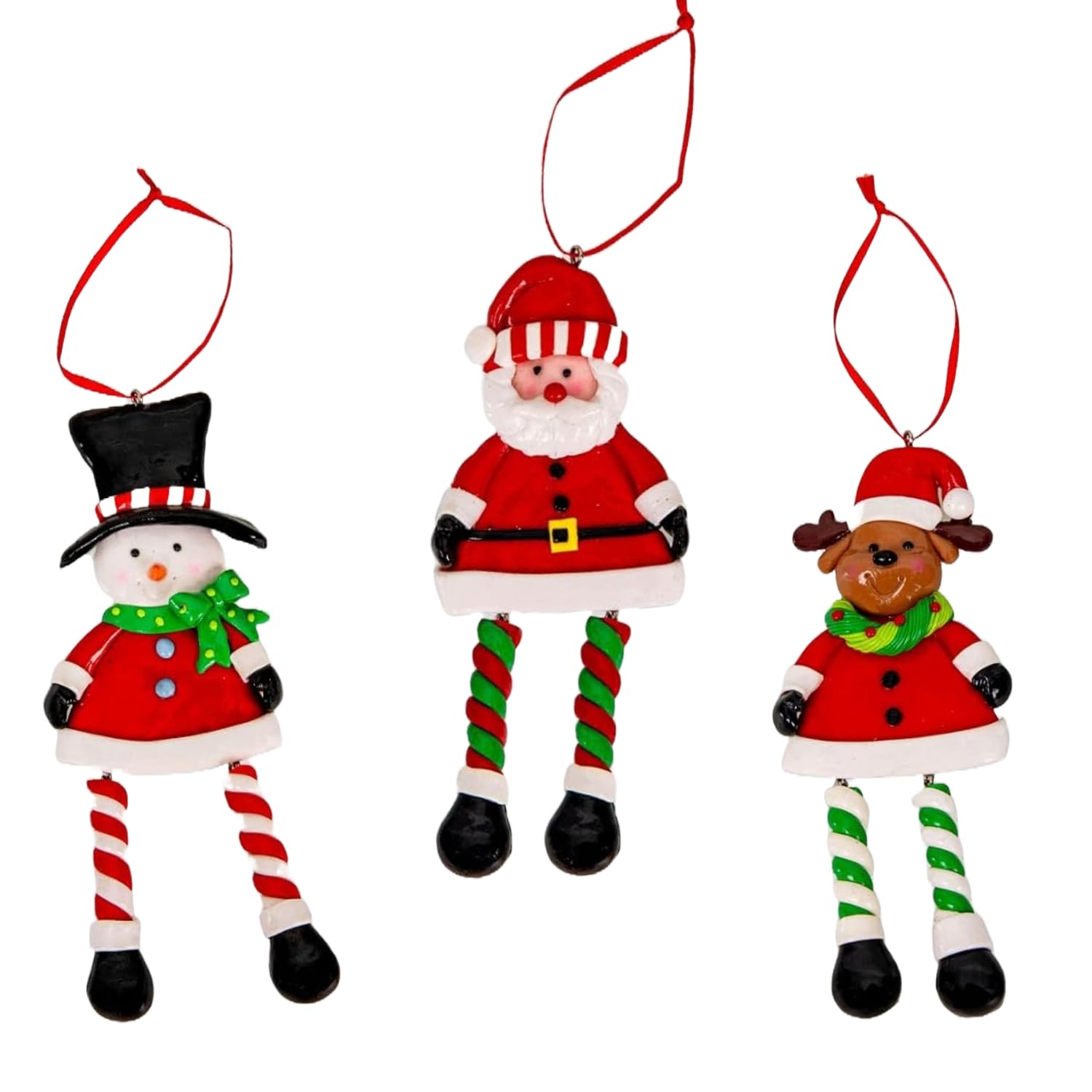 Christmas Tree Hanging Decorations Santa Snowman Reindeer Xmas Tree Wall Home Décor Ornaments 3pcs Set