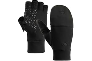 CHSMONB Fishing Gloves Convertible Cold Weather Mittens and Fingerless Gloves Men Women for Fishing, Kayaking, Rowing, Paddling, Hunting, Photographing, Outdoor Activities