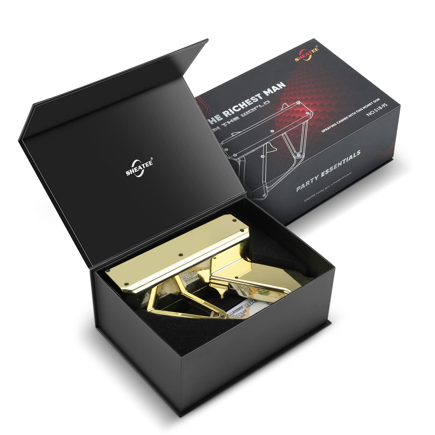 Sheatee The Original Money Gun Shoots The Cash Cannon to Make it rain, A Real Movie Prop Gun,Suitable for Party Games Like Weddings,Birthdays, Christmas, Night Clubs, etc..