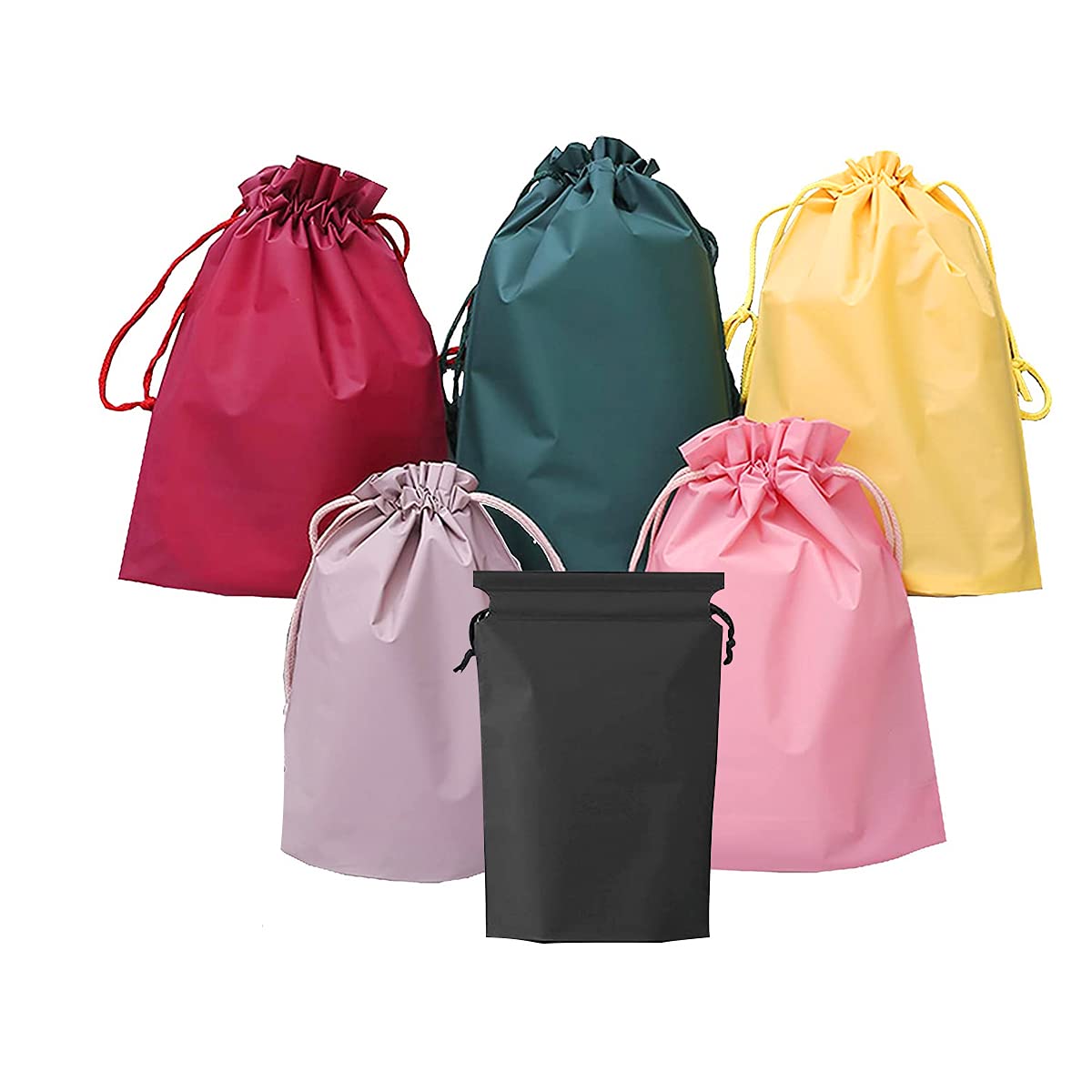 6 Pcs Travel Storage Waterproof Drawstring Bags, Storage Sack for Gym Sport Swim, Reusable Saving Space Plastic Drawstring Seal Clothes Shoe Storage Bags Waterproof Luggage Pouch Wardrobe Storage Bags