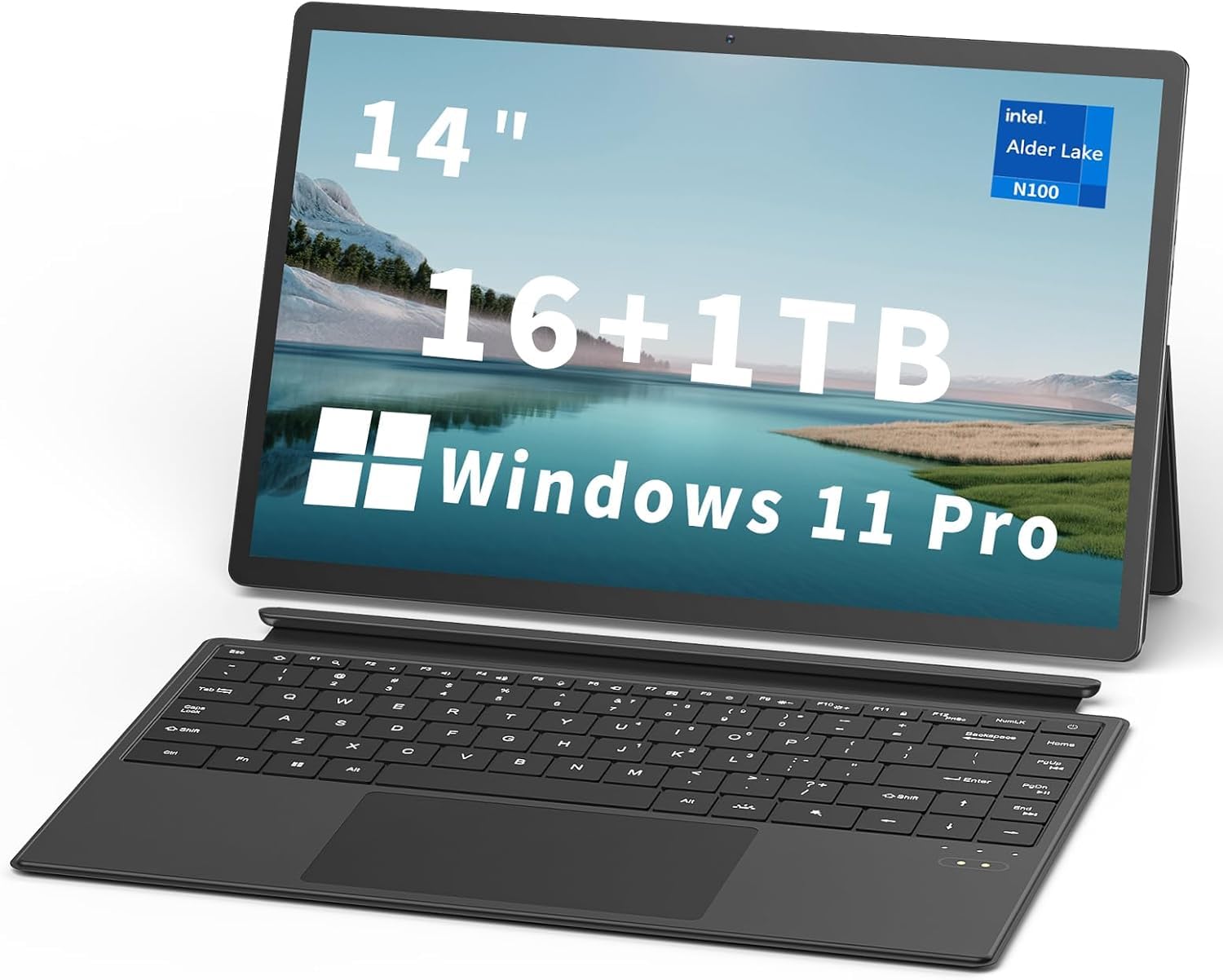 FUNYET 2 in 1 Laptop Touchscreen 2025, 14 Inch Tablet Laptop Computer, Windows 11 Pro, 12th Gen N100 Processor, 16GB DDR5 RAM, 512GB SSD, 1920 x 1200, Wi-Fi 6, BT5.2, Backlit Keyboard