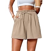 SUEANI Women's Casual Shorts Drawstring Elastic Waist Shorts Summer Beach Shorts with Pockets