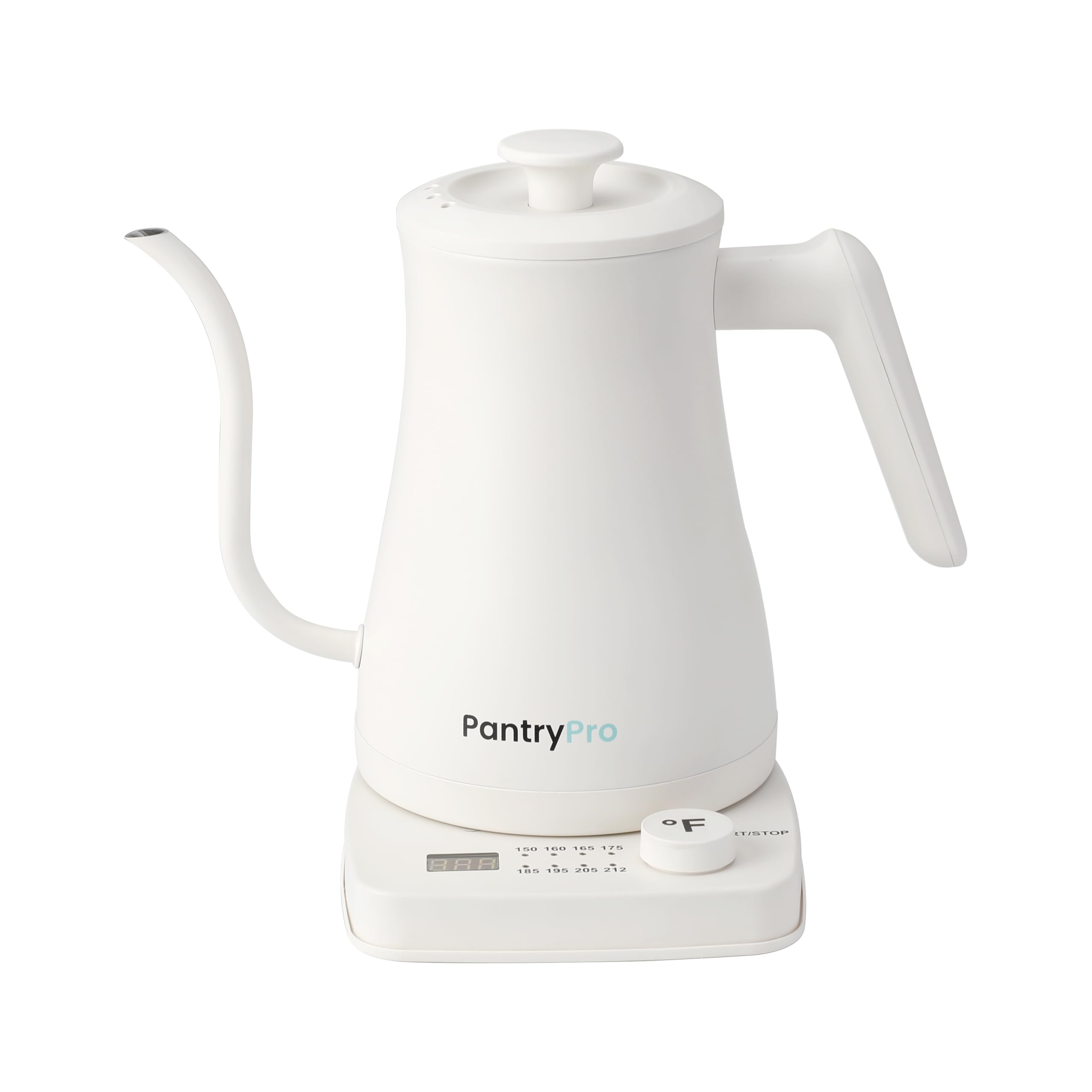 Photo 1 of ***(PARTS ONLY/ MAJOR DAMAGE)***PantryPro 1.0L 1500W Rapid-Boil Electric Gooseneck Kettle - Stainless Steel Interior - Temperature Control, Auto Shut-Off, Boil-Dry Protection, LED Indicator - White