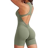 YEOREO Jumpsuits for Women Zip Up Workout Backless One Piece Tummy Control Sleeveless Emma Sexy Yoga Bodysuits