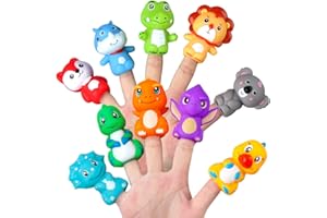 Vanmor Rubber Animal Bath Finger Puppets for Toddlers, Finger Puppets for Kids Easter Basket Stuffers Egg Fillers, Silicone Finger Toys for Baby Pinata Fillers Goodie Bag Fillers Party Favors