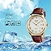 JOYSAE Men's Quartz Wrist Watches, Casual Business Analog Watches Waterproof Wrist Watch with White dial Brown Leather Band for Mens (Gold)