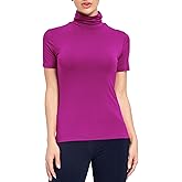 AUHEGN Women's Mock Turtleneck Top Short Sleeve Lightweight Active T-Shirt (S-XXL)