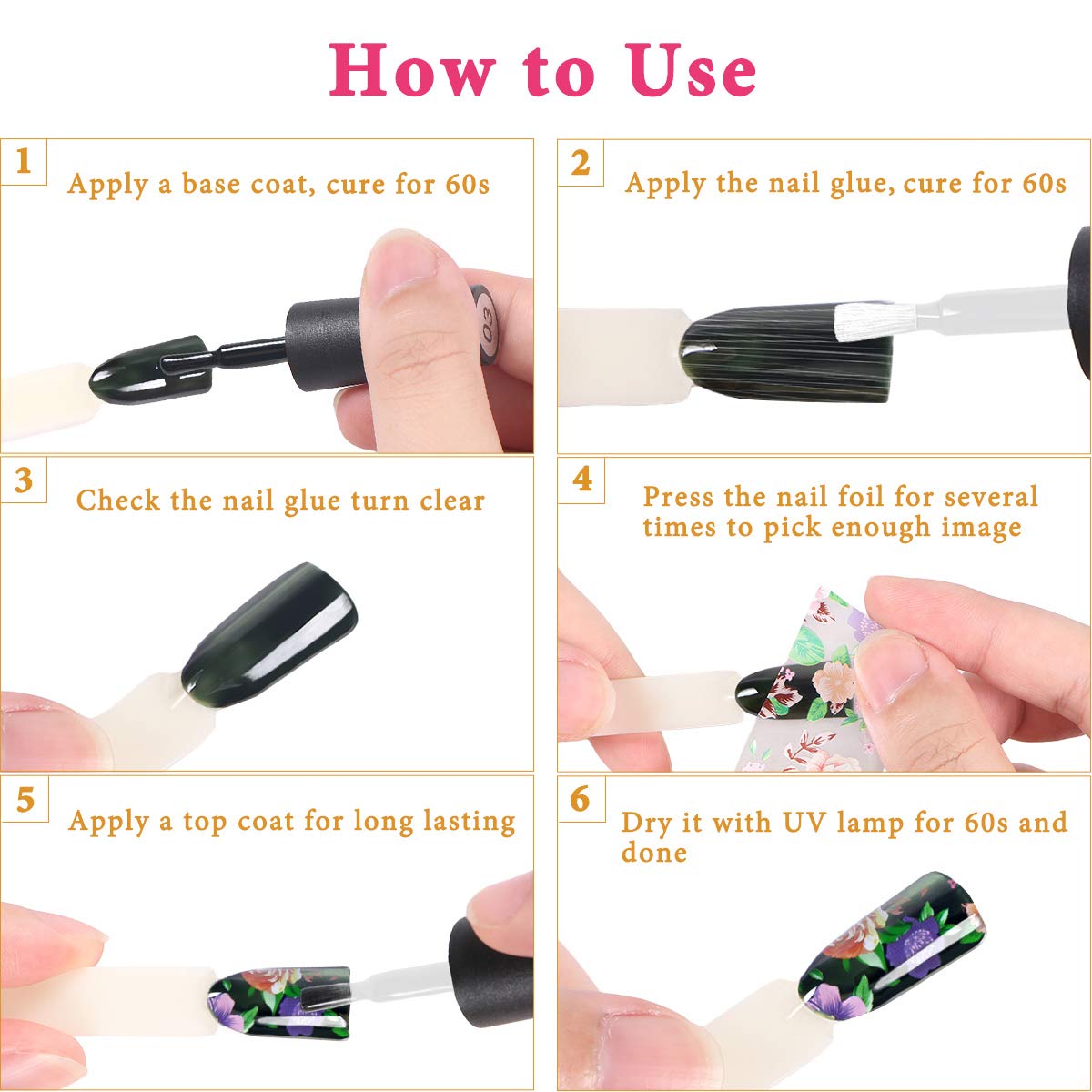 30 Color Nail Foil Transfer Sticker, Kissbuty Flower Nail Art Stickers Tips Wraps Foil Transfer Adhesive Glitters Acrylic DIY Nail Decoration, 3 Boxes (Flowers Starry Sky): Beauty