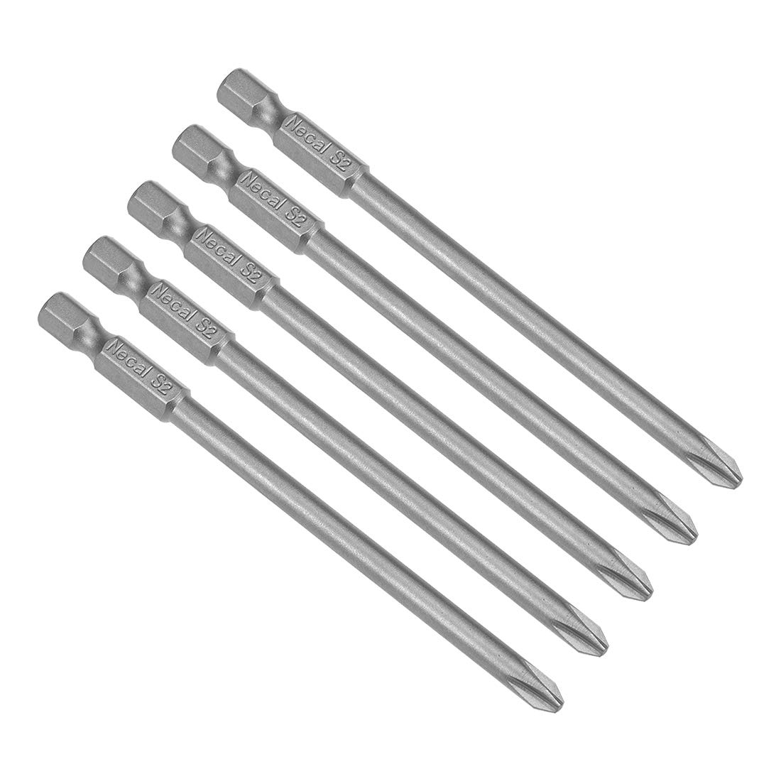 sourcing map 4 Pcs 5mm PH2 Magnetic Phillips Screwdriver Bits, 1/4 Inch Hex Shank 3.94-inch Length S2 Power Tool