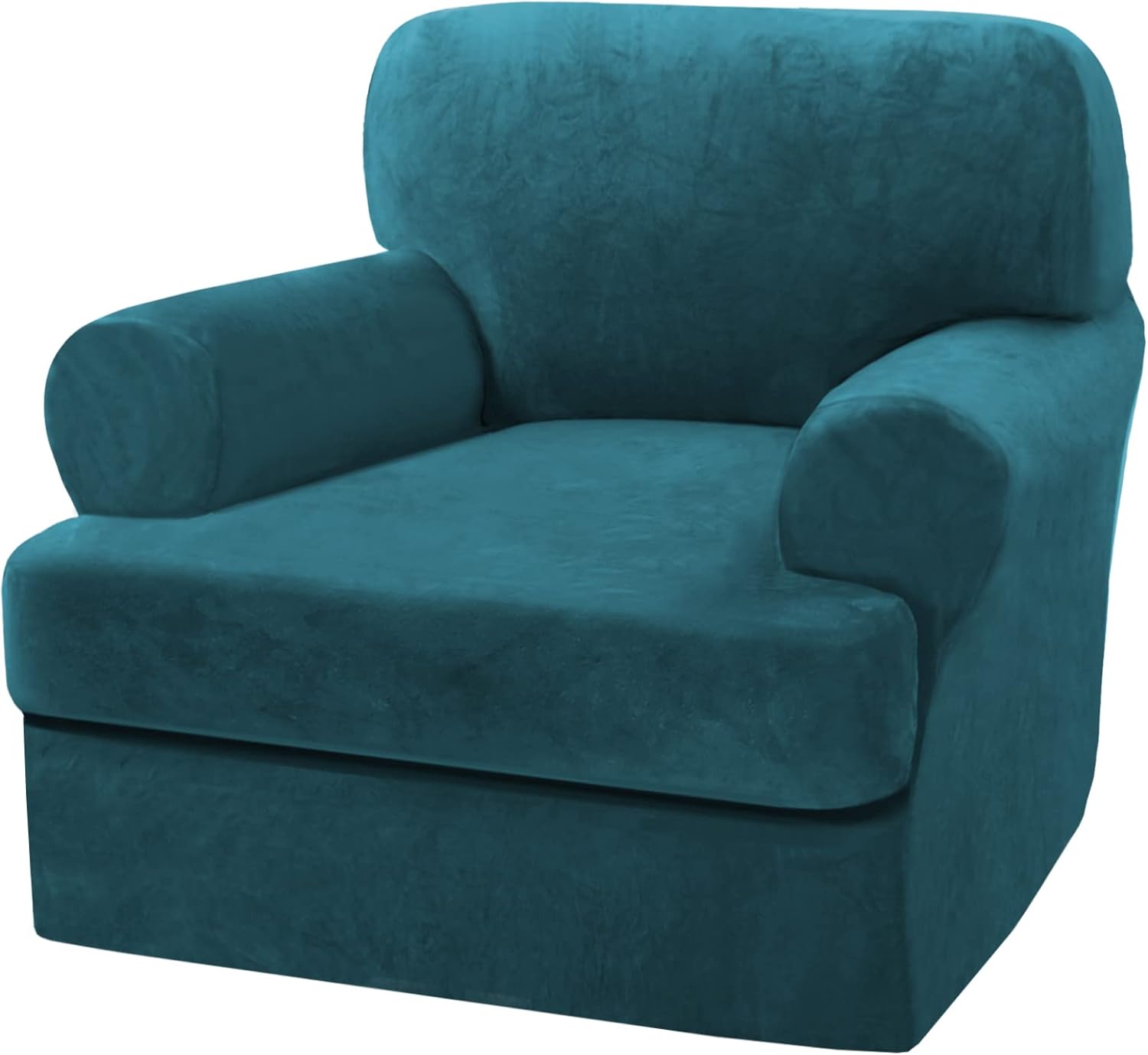 Slipcovers - Sofa Cover 2 Piece T Cushion Armchair Slipcovers Thick Velvet Couch Cover Furniture Protector Stretch T Cushion Sofa Covers for 1 Cushion Couch with 1 Individual T Cushion Covers Washable, Deep Teal