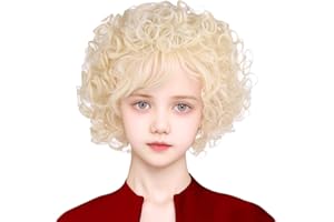 Ufindcos Kids Blonde Wigs Short Blonde 70s 80s Wigs for Child Girls Curly Wavy Wig Halloween Cosplay Wig