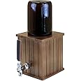 LEGACY - a Picnic Time Brand - Acacia Wood Beer Growler Tap with 64-Ounce Amber Glass Growler