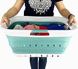 SAMMART 42L Collapsible Laundry Basket Foldable Storage Container White Celadon view 7