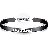 ZOVOLI Be Kind of A bicth Bracelet for Women, Stainless Steel Cuff Handmade Engraved Inspirational Silver Bracelet Inspirational Jewelry Gifts for Women