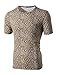 uxcell Men's Leopard Prints Shirts Round Neck Cheetah Pattern Short Sleeve T Shirt Beige Black 46