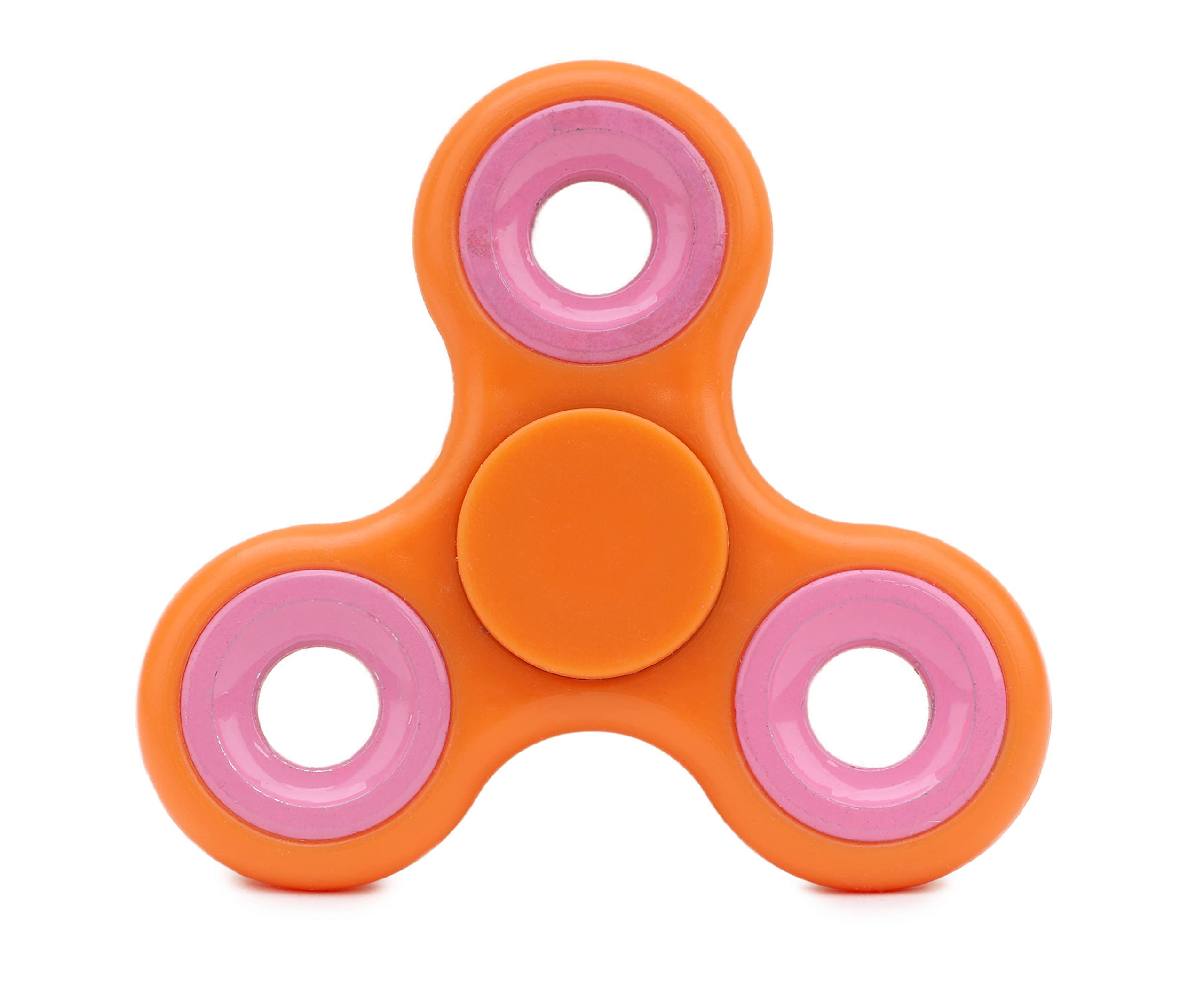Toyland® Fidget Hand Spinner - Stress and Anxiety Relief - Assorted Colours (Orange & Pink Rings)