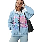 WELLFLYHOM Oversize Sweatshirt Womens Fashion Zip Up Hoodies Vintage Y2K Cardigan Jacket Hooded Sweater Shirts XS-4XL